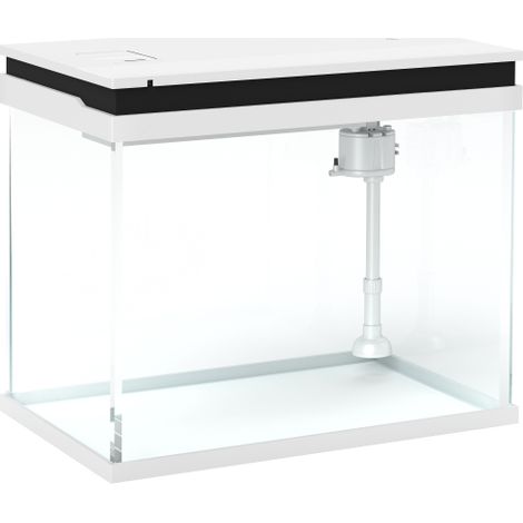 Acquario in vetro da 41 litri, con sistema di filtraggio, luce a LED e pompa dell'acqua, adatto a diverse specie di pesci, colore bianco, spedizione diretta dal sito. (1/5)