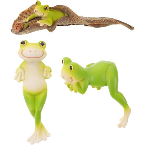 3er Set Frosch Pflanzgefäße Gartenfrosch Skulptur aus