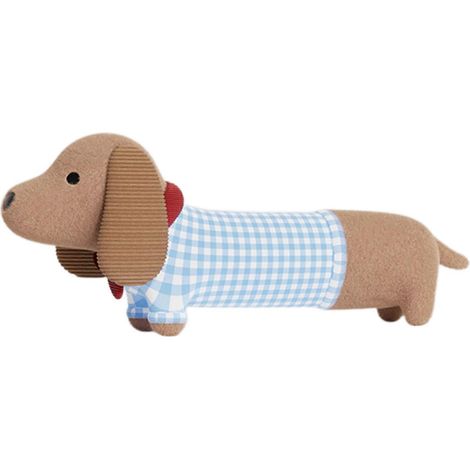 Peluche Teckel couineuse, douce et lavable, jouet à mâcher interactif pour chiots et chiens, couleur kaki. (1/5)