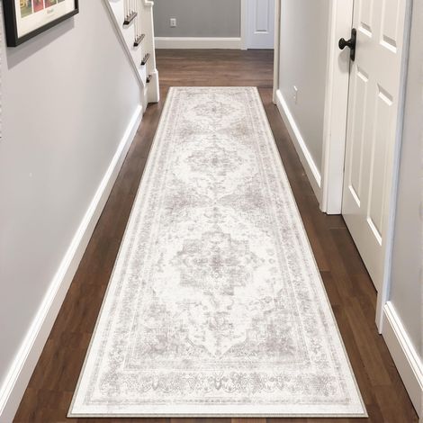 Gris Vintage Tapis Couloir 60x240cm Lavable en Machine Rug Cuisine,Chambre Enfant Rugs, Descente de Lit,AntidéRapant Carpet,Mangerd Carpets,Interieur Doux Poil Ras,Bureau (1/5)