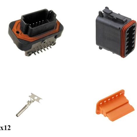 Kit Connecteur DT13 series femelle 12 Voies PCB Noir