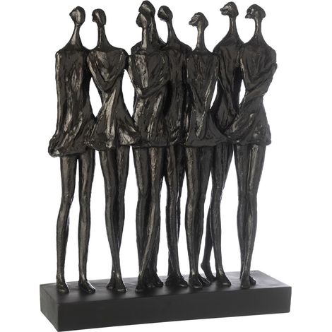 Statue Figurine en Résine "8 Personnes" 64cm Noir (1/2)