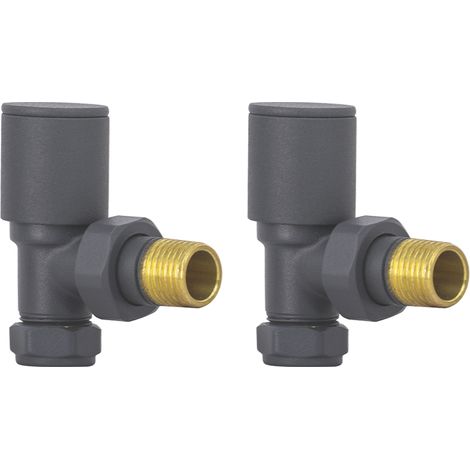 NRG Radiator Valve 15mm Manual Angled Valves One Pair Anthracite (1/2)