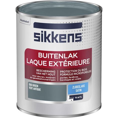 Sikkens - Peinture Laque Extérieure Bois et Fer - Finition tendue, sous-couche intégrée, facile à appliquer - Satin Vert Antique 0,75 L