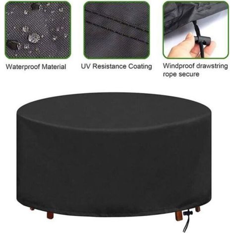 Housse de Jardin Ronde Protection Imperméable Coupe-Vent Anti-UV Résistant à la Déchirure 210D Oxford Bache Table, 230x100cm Label (1/5)