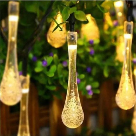 Solar LED Tank Lights, 20 Waterproof Solar Outdoor Garden LED String Lights, Teardrop Shape, Used for Garden, Patio, Yard, Christmas Tree Decoration, Yellow (1/5)