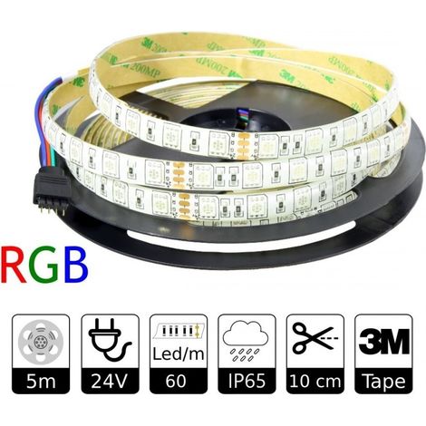 Jandei - Bande LED 24v RGB Extérieur IP65 60led/m Smd5050 Bobine 5m Bande LED 24V (1/4)