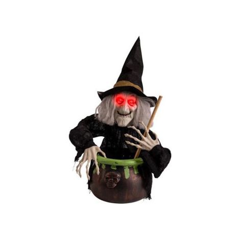 BRUJA C/CALDERO LUCES Y SONIDO 70CM HALLOWEEN