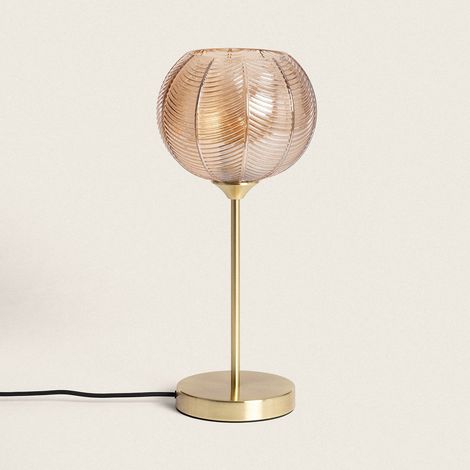 Lampada da Tavolo Metallo e Vetro Klimt Ambra