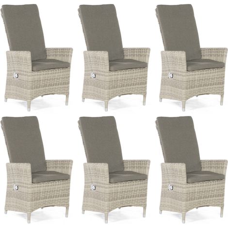 Sonnenpartner 6er-Set Garten-Sessel Solares Aluminium mit Polyrattan white-coral Gartenstuhl Hochleh (1/5)
