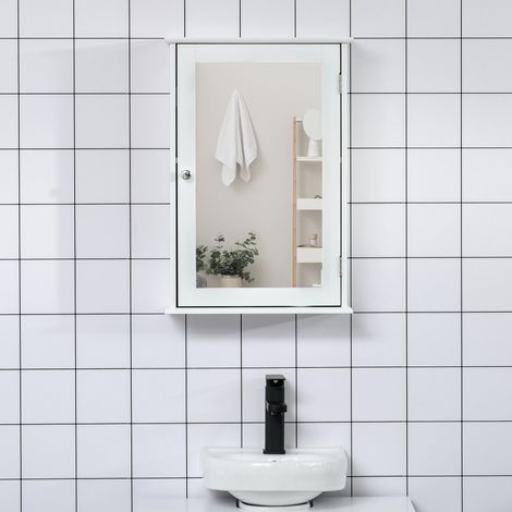 Badezimmerspiegelschrank mit 1 Ablagefach, 41 x 14 x 60 cm, Weiß