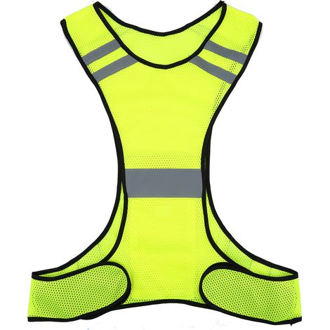 Veste de Sécurité Réfléchissante Haute Visibilité pour Course Nocturne, Taille Ajustable (Vert Fluorescent) (1/5)