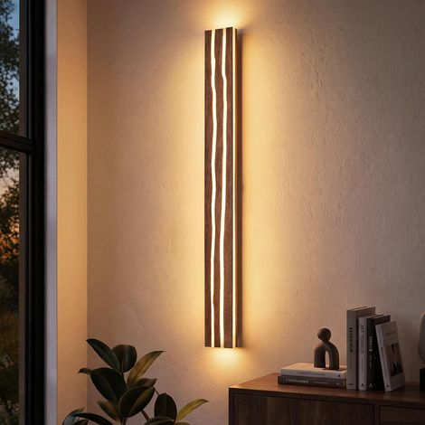 ZMH Applique Murale LED 100 cm, Bois Noyer, 16 W 3000 K, Éclairage Indirect pour Salon (1/5)