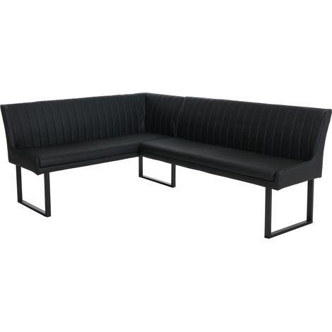 Panca angolare HHG-219, sala da pranzo, ecopelle metallo 159x210 cm, nero (1/5)
