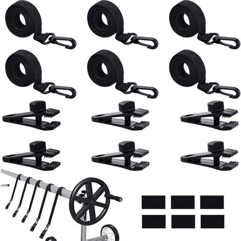 Kit d'accessoires pour enrouleur de protection solaire durable, 18 pièces, sangles de fixation pour enrouleur, noir (1/5)