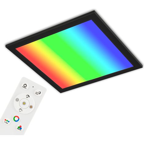 Plafonnier ultraplat RGB, Plafonnier CCT, Panneau LED, Température de couleur réglable, Changement de couleur, Dimmable, Télécommande, Noir (1/5)