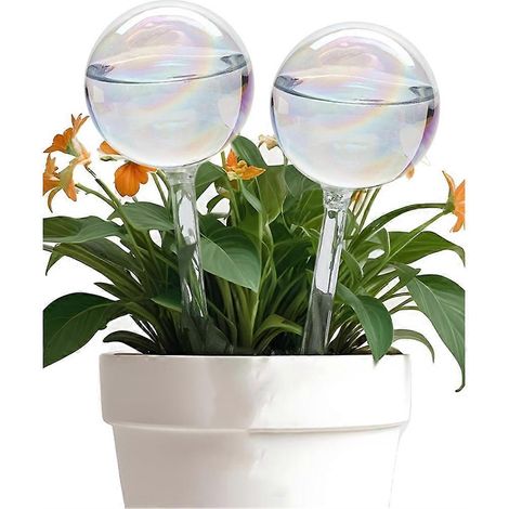 Lot de 2 Iridescent Self arrosage Globes verre Rainbow arrosage des plantes Globes Self arrosage jardinière Insert (1/5)