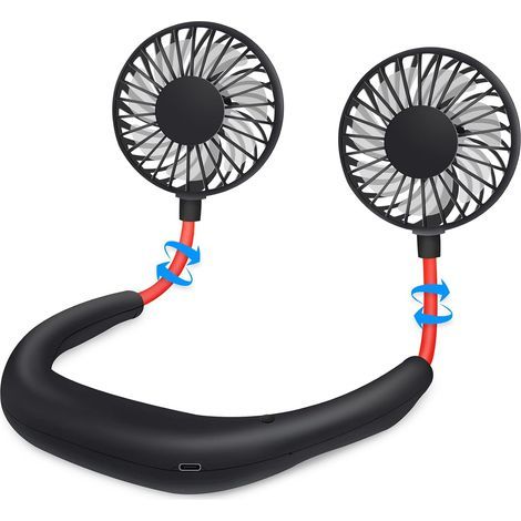 Ventilador de cuello portátil manos libres USB, mini ventilador deportivo colgante, pequeño ventilador de escritorio ideal para la oficina. (1/5)
