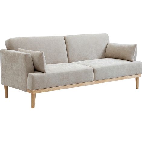 Divano letto 3 posti clic-clac in tessuto beige - AMBRILO (1/5)
