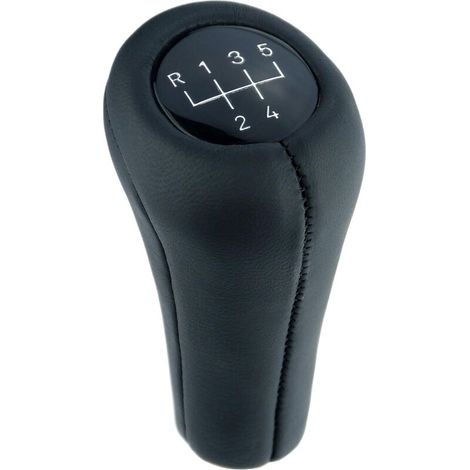 Schwarzlederne Schaltknauf für manuelles 5-Gang-Getriebe, kompatibel mit BMW 3er- und 5er-Reihe (Modelle E36, E46, E90, E91, E92, E93, E39, E60, E61) (1/3)