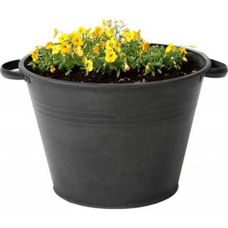 Pot de fleurs/pot de style fermier - zinc - noir - D31 x H21 cm - Pot de fleurs/pot de style fermier - zinc - noir - D31 x H21 cm (1/3)