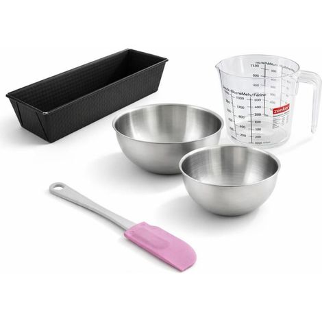 Set de 5 ustensiles de pâtisserie moule à gâteaux bols à mixer spatule en silicone et verre mesureur Black metallic Black mettallic Zenker Black mettallic (1/5)