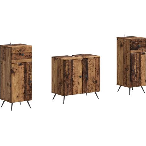 2 Piece Bathroom Cabinet Set BREDA Old Wood Engineered Wood vidaXL (1/5)