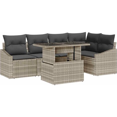 Garden Sofa Set with Cushion with Storage 6 pcs Light grey vidaXL