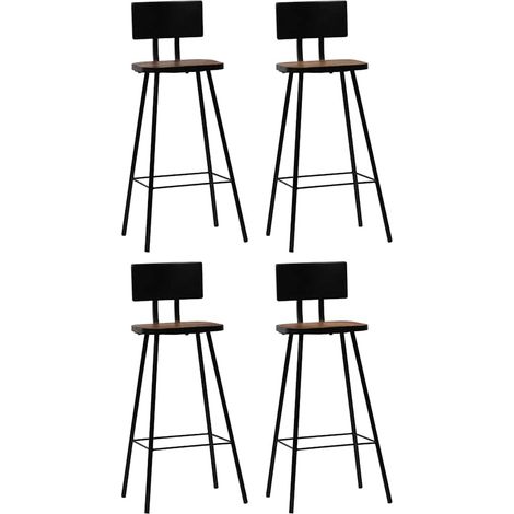 vidaXL Tabourets de bar lot de 4 bois massif de récupération (1/5)