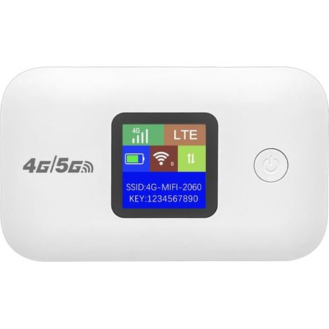 Routeur WiFi Portable 4G LTE avec Batterie Longue Durée pour Les Voyages au Bureau à Domicile, Prend en Charge 10 Appareils Blanc (A) (1/5)
