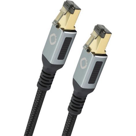 Oehlbach D1C13353 RJ45 Netzwerkkabel, Patchkabel CAT 8.1  2.00 m Schwarz vergoldete Steckkontakte, d