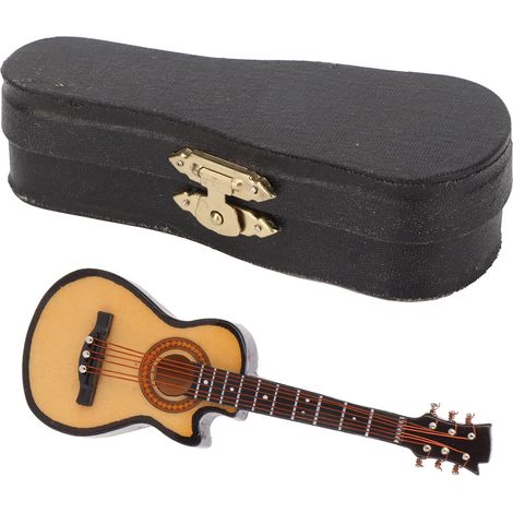 Guitare Électrique Décorative en Métal et Bois de Tilleul, Miniature 10cm pour Collection (1/5)
