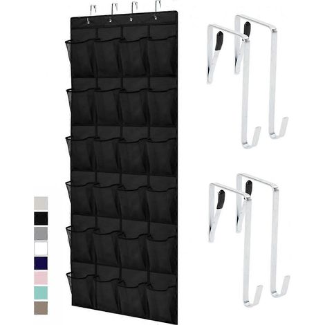 Organisateur de chaussures à suspendre à la porte, 24 grandes poches en filet respirant, rangement suspendu peu encombrant, supportant jusqu'à 18 kg (40 lb) (1/5)