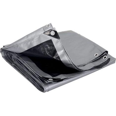 Schutzplane aus Polyethylen 120 g/m², wasserdichte Plane Grau+Schwarz mit Ösen, hochdichte Abdeckung, 3 x 4 m - Crezuo