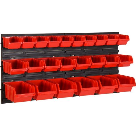 Ensemble d'étagères d'atelier 26 pcs Étagère de Rangement - Armoire de Rangement Rouge et noir 77x39 cm PP BV921971 - BonneVie (1/5)
