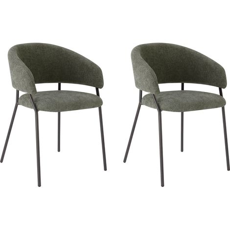 CHITA Polsterstuhl 2er Set ergonomisch mit Rückenlehne, Chenille, OEKO-TEX, Metallgestell, Esszimmerstuhl, Bürostuhl, Küchenstuhl, 4-Fuß-Stuhl