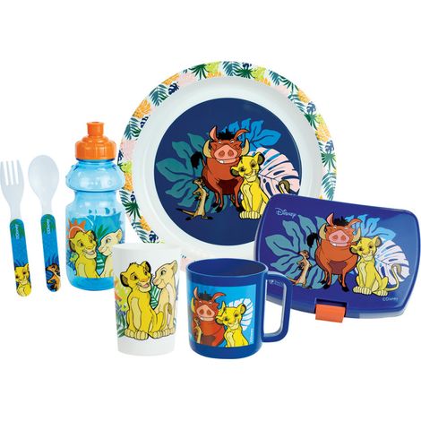 Ensemble Repas - Disney Le Roi Lion - Assiettes, Couverts, Boîte à gouter, verres, mug