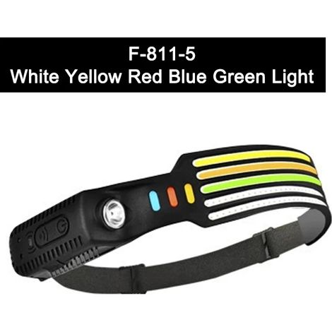 (F-811-5) Lampe frontale à induction avec LED COB, rechargeable et dotée d'une batterie intégrée, idéale pour le camping, la pêche et la course à pied. (1/5)