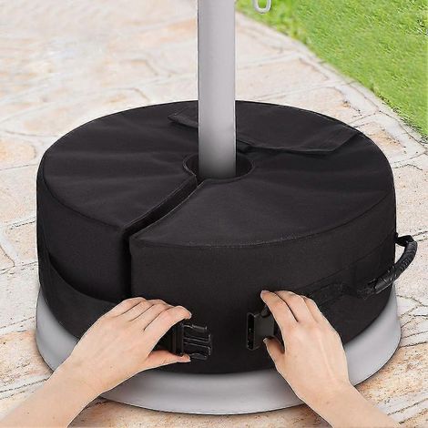 Sac de lestage amovible rond de 45,7 cm (18 pouces), poids pour parasol déporté ou mât de drapeau, installation facile (forme ronde) (1/5)