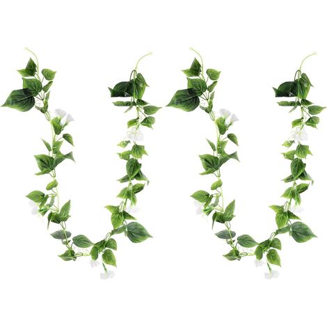 2pcs Guirlande de Fleurs Artificielles Blanc en Plastique et Soie, Vigne Suspendue à Haute Simulation, Solide et Légère pour Décoration D'arche de Mariage (1/5)