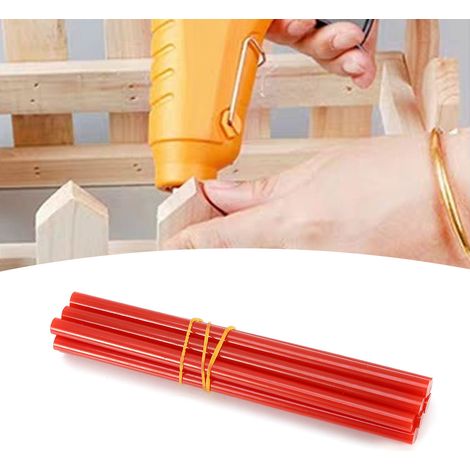 Lot de 10 bâtonnets de colle thermofusible colorés de 7 x 150 mm pour pistolet à colle de 20 W (rouge). (1/5)