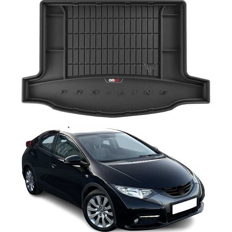 Tapis de Coffre 3D TPE Premium Compatible avec Honda Civic IX Hatchback 2011-2017 - Bac de Protection de Coffre Intérieur antidérapant Revêtement de Coffre Bords Hauts pour Voiture Noir