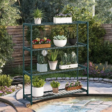 Porte-plantes 4 niveaux en acier étagère à fleurs pour intérieur (1/5)