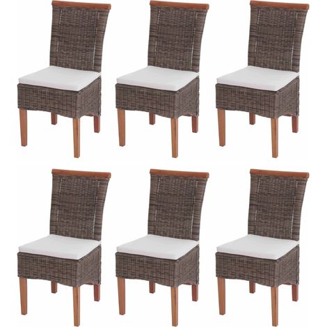 Set 6x sedie rattan per sala da pranzo soggiorno Savona 97x46x59cm con cuscini