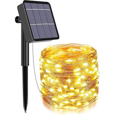 YMYNY Jeu de guirlandes lumineuses solaires 200 LED Étanches 8 fonctions Longueur de 22 mètres (1/5)