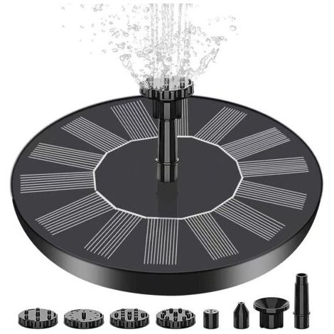 Fontaine de jardin solaire 3,5 W – Panneau en silicium monocristallin – Batterie lithium rechargeable – 6 buses pour jets d'eau ajustables (1/5)