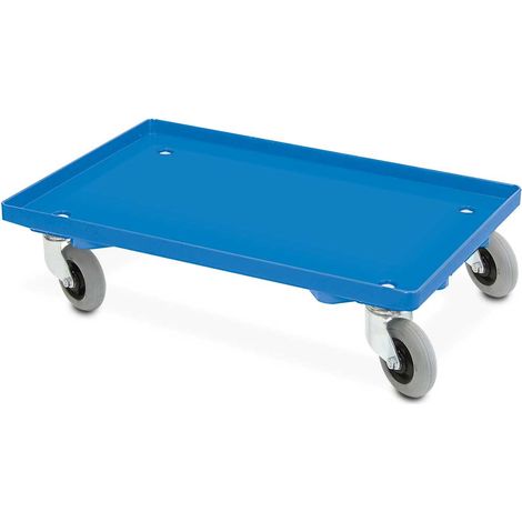 BRB Transportroller mit Flüsterrollen, für Eurobehälter 600x400 mm, blau, geschlossenes Deck