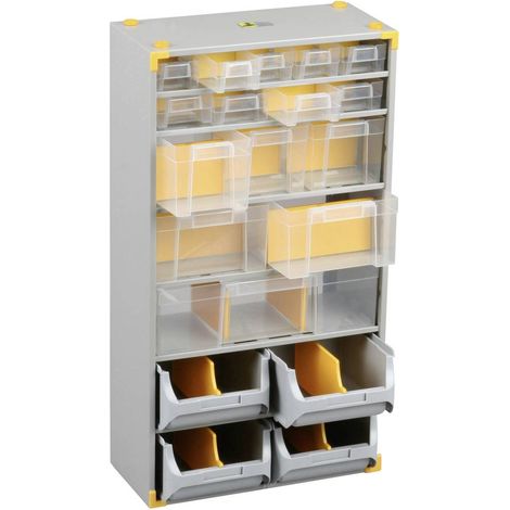 Allit Cassettiera porta minuteria (L x L x A) 300 x 165 x 565 mm Scomparti: 19 Contenuto 1 pz.