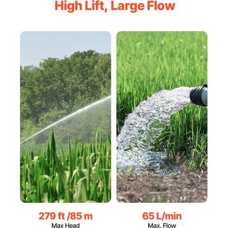 Pompe immergée pour puits profond, 1100 W puissance d'entrée, pompe à eau en acier inox, débit 65 L/min, hauteur de 85 m, avec cordon 20 m, boîtier de commande externe, IP68, pour maison, irrigation i (1/5)