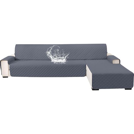 Impermeable Housse De Canapé d'angle 3 Places, Couverture Canapé Angle Universel Réversible, Housse Canape d'angle avec Accoudoirs, Protection Chat Chiens Griffures, Gris Foncé (1/5)